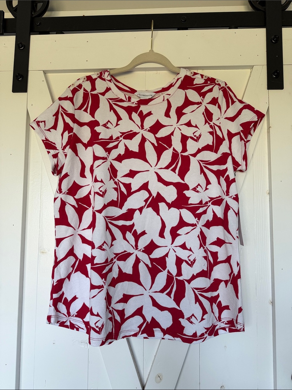 Liz Claiborne Top Red Floral NWT Women’s xxl Party Travel Cruise Dressy Casual